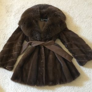 GORGEOUS DK BROWN MINK with FOX COLLAR